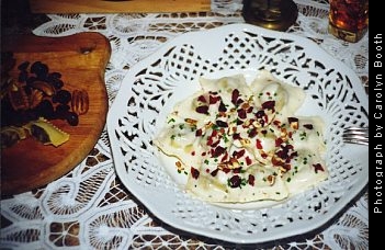 Cranberry-Pecan Ravioli with Bourbon Creme Sauce